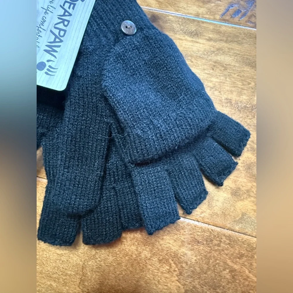 Bearpaw Black Gloves & Sherpa Lined Headband Set NWT Cozy Winter